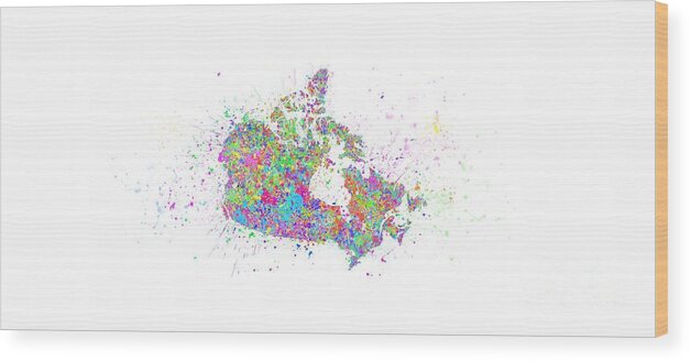 Abstract Wood Print featuring the painting Abstract Colorful Canada by Stefano Senise