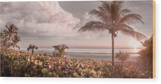 Clouds Wood Print featuring the photograph Sunrise Cottage View Panorama by Debra and Dave Vanderlaan