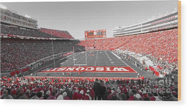 Wisconsin Wood Print featuring the photograph 0095 Badger Football by Steve Sturgill