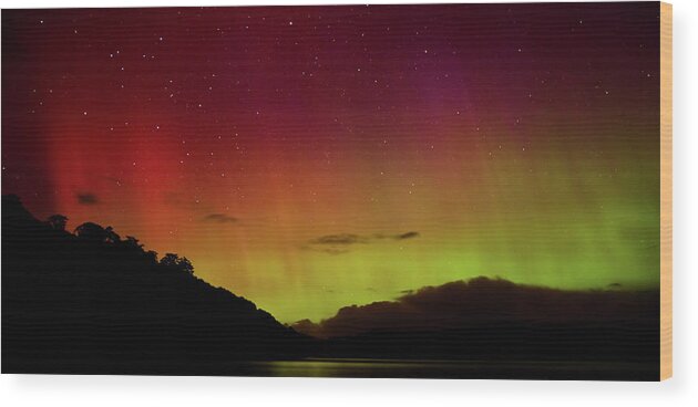 Aurora Australis Wood Print featuring the photograph Aurora Australis Stewart Island, New #1 by Nicola M Mora