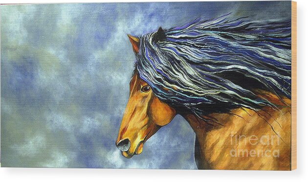 Equine Wood Print featuring the painting Almanzors Glissando by Alison Caltrider