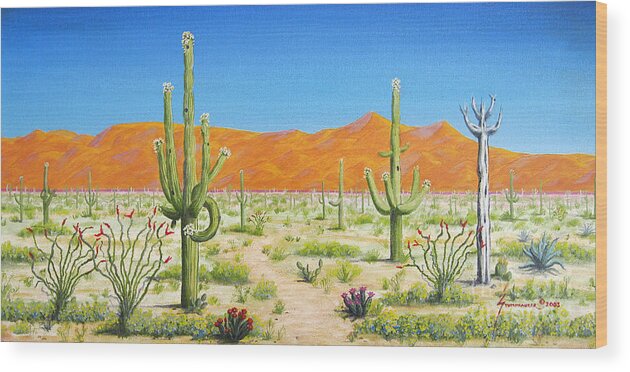 Arizona Wood Print featuring the painting Arizona Desert by Jerome Stumphauzer