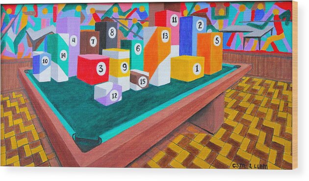 All Apparels Wood Print featuring the painting Billiard Table by Lorna Maza