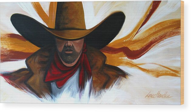 Colorful Cowboy Wood Print featuring the painting Brushstroke Cowboy #4 by Lance Headlee