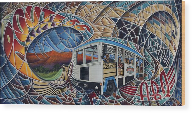 Mosiac Wood Print featuring the painting Dynamic Route 66 II by Ricardo Chavez-Mendez