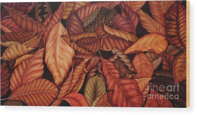 Autumn Wood Print featuring the painting Fall colors by Paula Ludovino