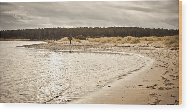Alone Wood Print featuring the photograph Findhorn Beach by Tom Gowanlock
