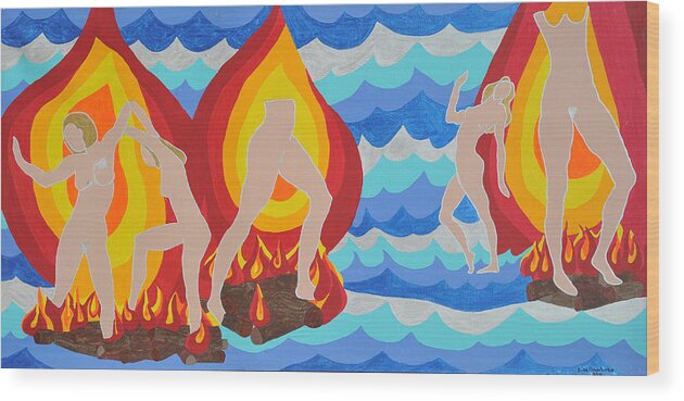 Fire Wood Print featuring the painting Fired by Erika Jean Chamberlin