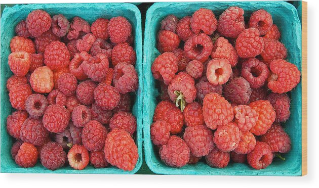 Blue Wood Print featuring the photograph Fresh Raspberries by David Kay