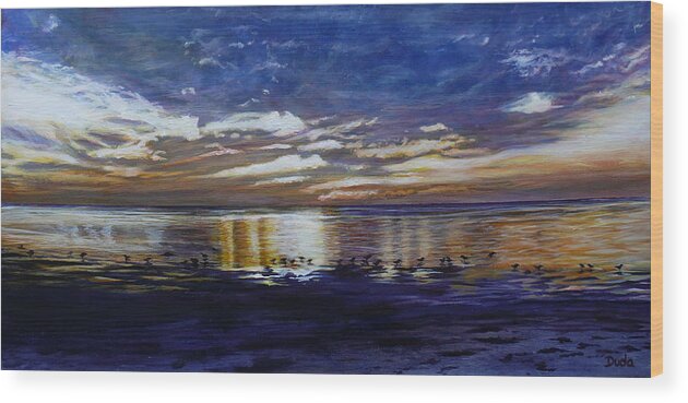 Greenkeybch Wood Print featuring the painting Green Key Sunset by Susan Duda