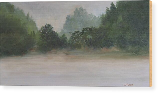 Landscape Wood Print featuring the painting Ground Mist by Connie Schaertl