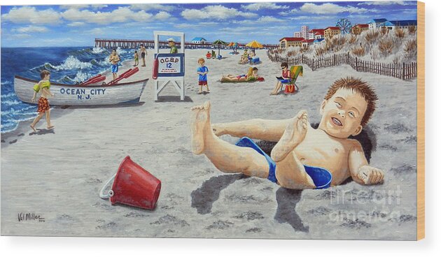 Ocean City Nj Wood Print featuring the painting Happy Jack by Val Miller