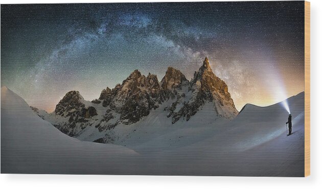 Mountain Wood Print featuring the photograph Hello Milky Way by Dr. Nicholas Roemmelt