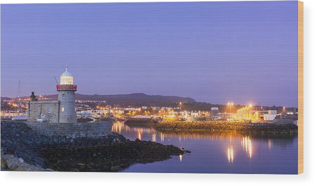 Blue Wood Print featuring the photograph Howth Harbour Lighthouse by Semmick Photo