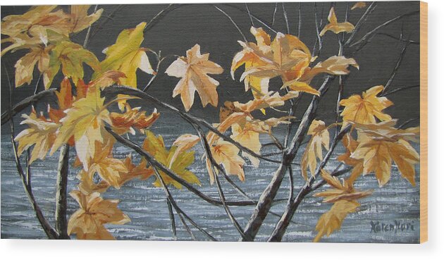 Leaves Wood Print featuring the painting Last Dance by Karen Ilari