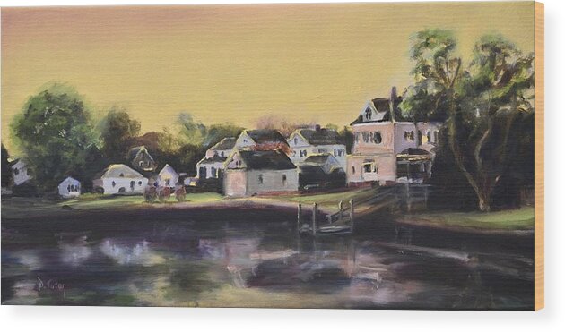 Town Wood Print featuring the painting Mystic Morning by Donna Tuten
