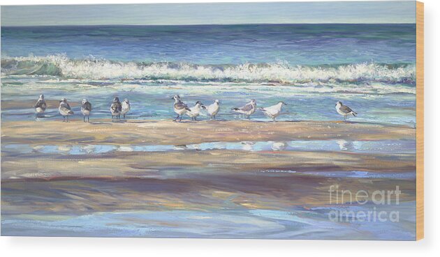 Seabirds Wood Print featuring the painting Morning Revellie by Laurie Snow Hein