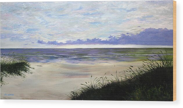 Shore Wood Print featuring the painting Peaceful Beach by Ken Ahlering