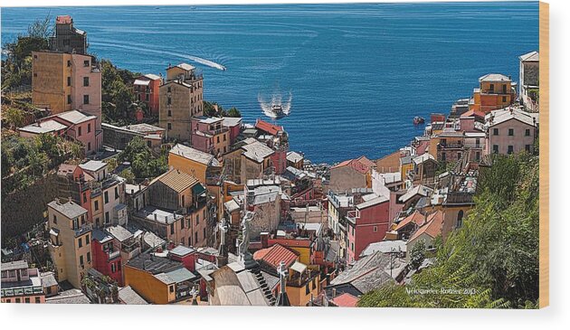 Sea Wood Print featuring the photograph Riomaggiore by Aleksander Rotner
