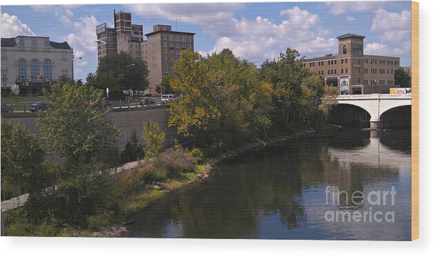South Bend Wood Print featuring the photograph St. Joseph River Panorama by Anna Lisa Yoder