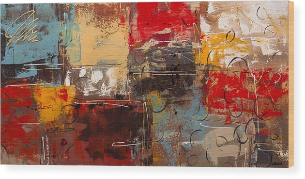 Abstract Art Wood Print featuring the painting Tgif by Carmen Guedez