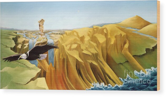Surrealism Wood Print featuring the painting The Beauty Of Freedom by Rosemarie Morelli
