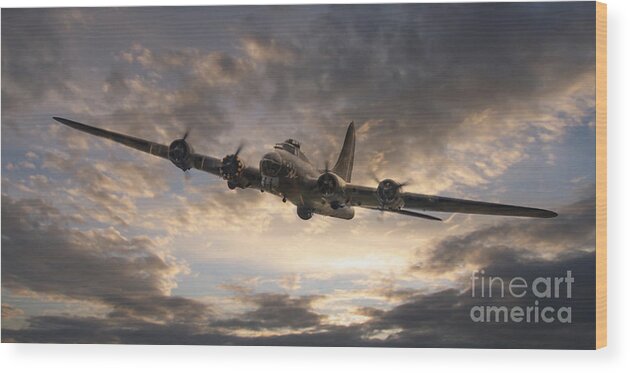 Boeing B17 Wood Print featuring the digital art The Flying Fortress by Airpower Art