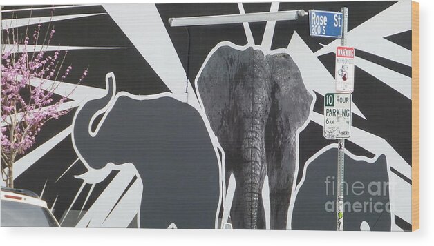 Elephants Wood Print featuring the photograph The Take Back by Jim Simak