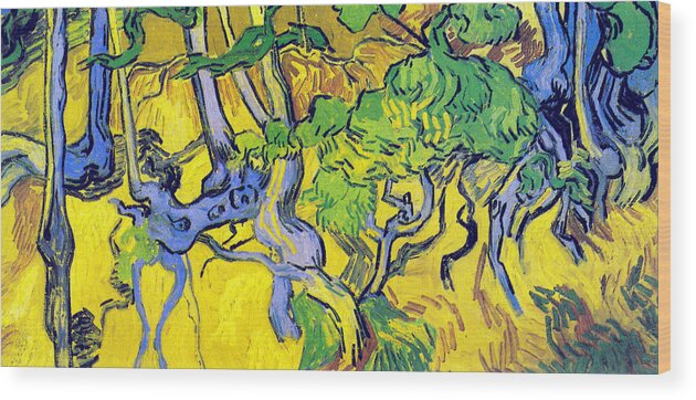 Vincent Van Gogh Wood Print featuring the digital art Tree Roots And Tree Trunks by Vincent Van Gogh