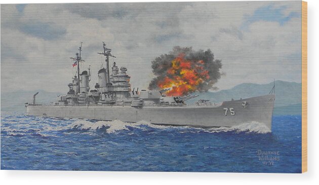 Naval Wood Print featuring the painting USS Helena by Duwayne Williams