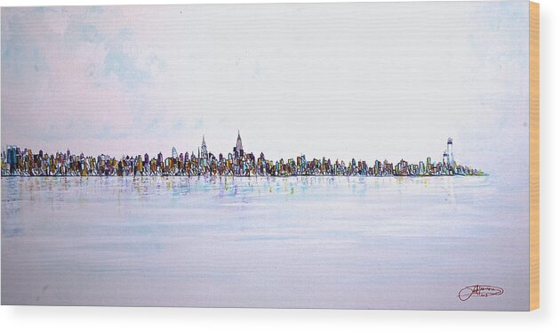 Jack Diamond Art Wood Print featuring the painting View From The Hudson by Jack Diamond
