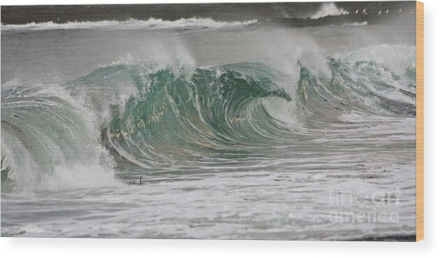 Nature Wood Print featuring the photograph Wave at the Barents Sea Coast by Heiko Koehrer-Wagner