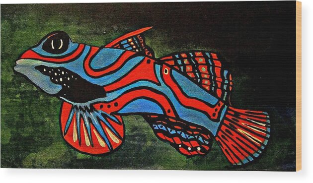 Fish Wood Print featuring the painting Badfruityfish by Robert Francis