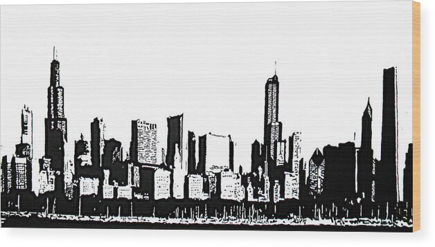 Chicago Wood Print featuring the painting Chicago Skyline by Matthew Formeller
