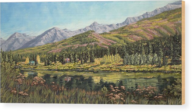 Alaska Wood Print featuring the painting Lower Summit Lake by Kurt Jacobson