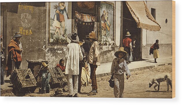 1890s Wood Print featuring the photograph Mexico, A Pulque Shop In Tacubaya by Everett