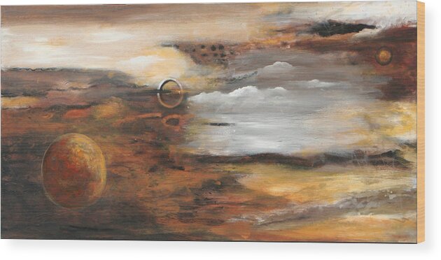 Landscape Wood Print featuring the painting Outer Moons by Lauren Marems