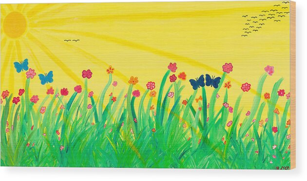 Sun Wood Print featuring the painting Sunny Day by Hagit Dayan