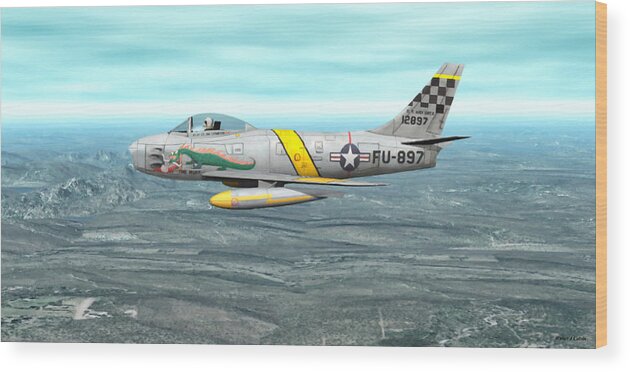 North American F-86 Sabrejet Wood Print featuring the digital art The Huff by Walter Colvin