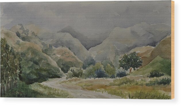 Landscape Wood Print featuring the painting Towsley Canyon Morning by Sandy Fisher