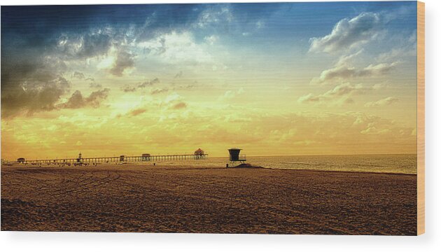 Beach Wood Print featuring the photograph Beach Pier #1 by Joseph Hollingsworth
