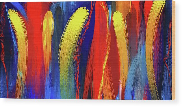 Bold Abstract Art Wood Print featuring the painting Be Bold - Primary Colors Abstract Art by Lourry Legarde
