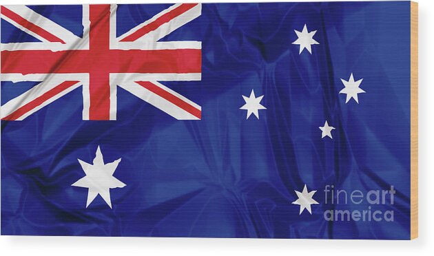 Flag Wood Print featuring the digital art Flag of Australia #1 by Benny Marty