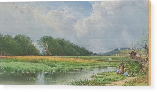 Alfred Thompson Bricher 1837 - 1908 On The Meadows Of Old Newburyport Wood Print featuring the painting The Meadows Of Old Newburyport #1 by Alfred Thompson