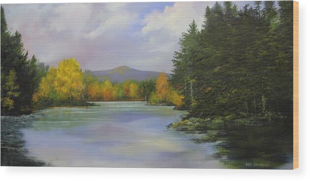 Vermont Wood Print featuring the painting Gale Meadow Pond #3 by Ken Ahlering