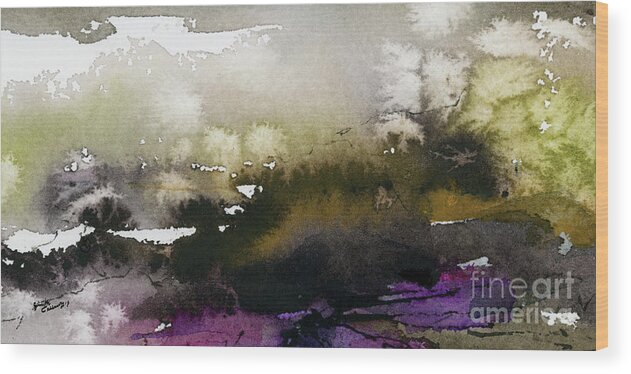 Abstract Wood Print featuring the painting Abstract Landscape Brown Earth by Ginette Callaway