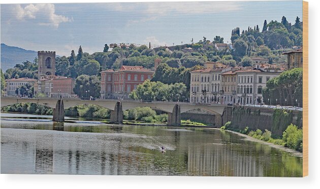Italy Wood Print featuring the photograph Arno River and Bridge by Allan Levin