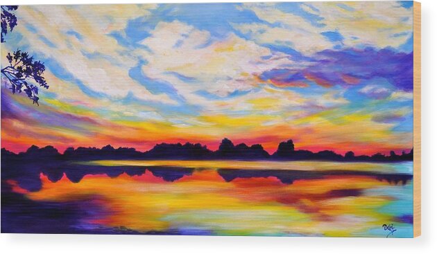 Baker's Sunset Wood Print featuring the painting Baker's Sunset by Debi Starr