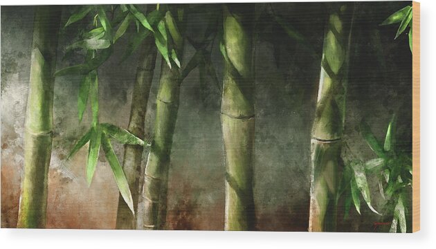 Bamboo Art Wood Print featuring the mixed media Bamboo Stalks by Steve Goad