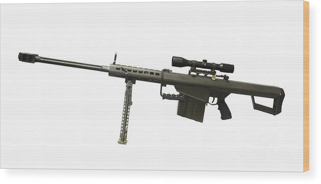Anti-materiel Rifles Wood Print featuring the photograph Barrett L82a1 Anti-materiel Rifle by Andrew Chittock